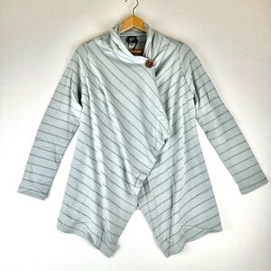 Bobeau One Button Fleece Stripe Cardigan NWT Asymetrical‎ Comfy